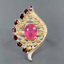 Handmade Ruby Ring 925 Sterling Silver Size 8.75 /B-R2253