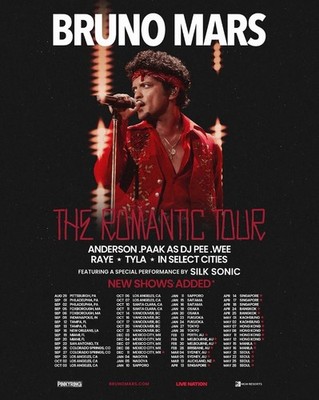 Bruno Mars The Romantic Tour Silk Sonic Concert Art Print Poster