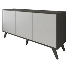 Credenza Madia a 3 Ante Struttura Grafite e Bianco Moderna per Soggiorno
