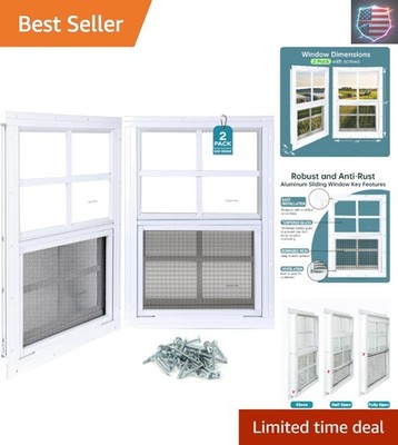 2 Pack Shed Windows 24''x36'' Flush Mount Household Windows with Tempered Gla...