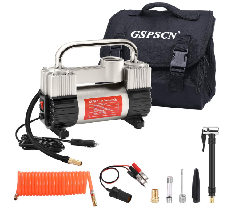 6X Fast 12V 150PSI Metal Dual-Cylinder Tire Inflator for Car/Truck/SUV w/Bag