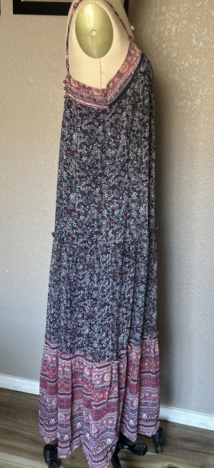 Maxi Vestido Boho Mujer Xhilaration Talla Grande Azul/Flor Estampado.  Foto 3 de 4