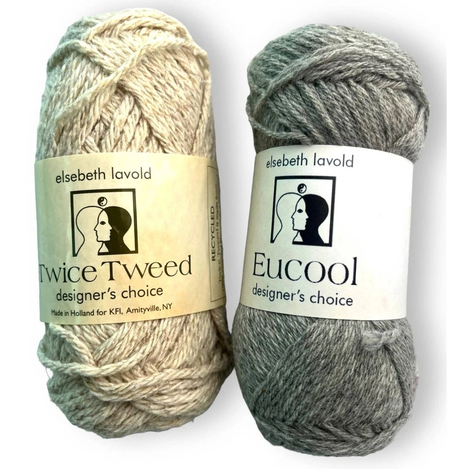 2 madejas Elsebeth Lavold EUCOOL & TWEED hilo de lana 🧶 gris y beige Foto 4 de 4