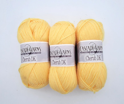 Cascade Yarns Cherub DK Yarn Lot of 3 Skeins 50 g Each. Color # 38 Yellow
