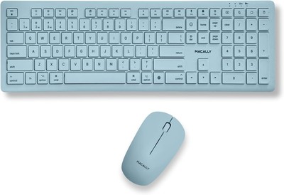 Macally Wireless Keyboard and Mouse Combo for Mac Mini/Pro, iMac, Light Blue 