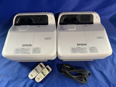 2 Epson BrightLink685Wi Short Throw Projectors w/Remotes Lot Only 26 & 839HrsUsd