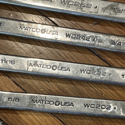 MATCO TOOLS (9) PIECE SAE COMB. WRENCH SET 3/8”- 7/8” With Metal Clip NICE - Picture 8 of 14