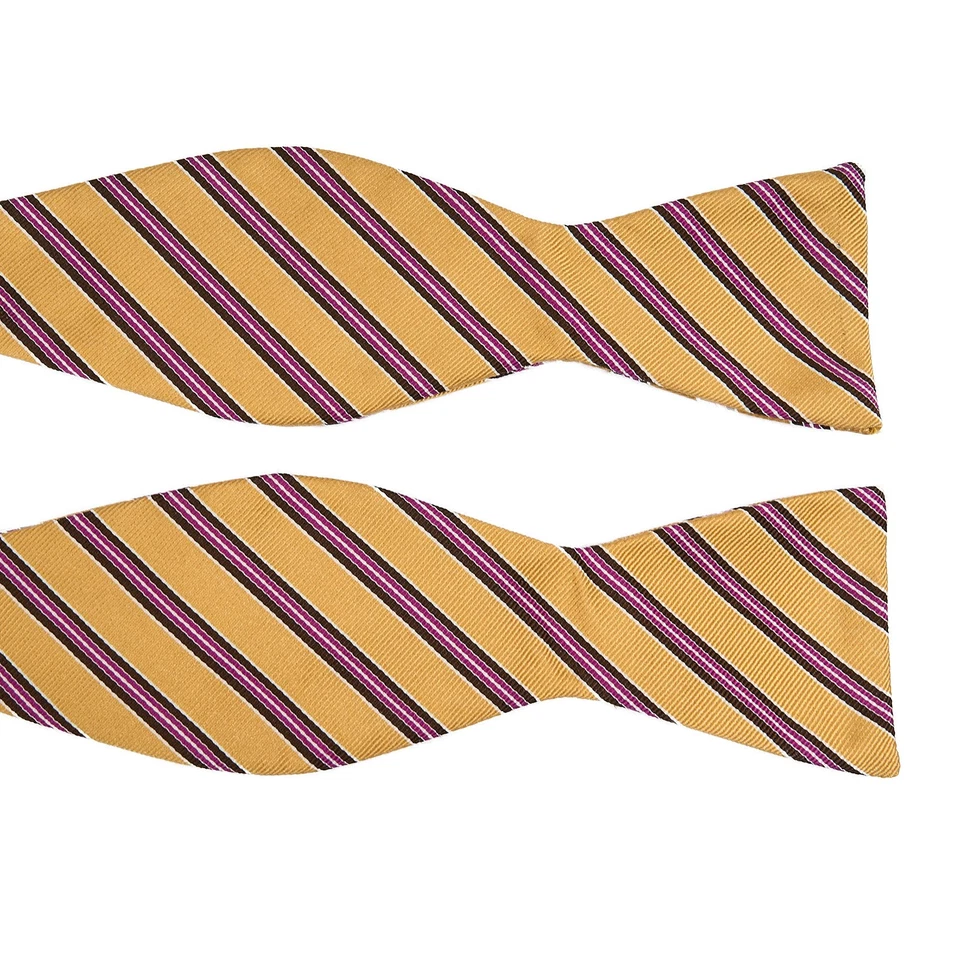 Pajarita de seda Saddlebred dorada azul marino rojo regimiento a rayas ajustable Foto 4 de 4