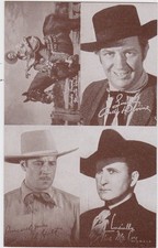 EXHIBIT CARD 1940's "4-IN-1 COWBOY" HALE/DEVINE/HOLT/McCOY! GREAT CARD!