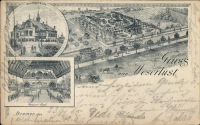 Precursor litho Hanseatic city of Bremen, restaurant Weserlust,... - 11280239
