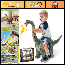 Dinosaur Ride-On Toy Car for Kids - Brachiosaurus Push Car with Sounds Lights,