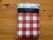 Mainstays PEVA Vinyl Rectangle Tablecloth 60in x 84in Red White Checkered