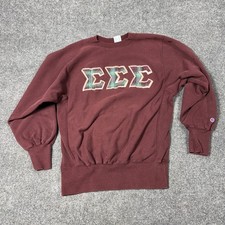 Champion Reverse Weave Sweatshirt Mens XL Red Tri Sigma Greek VTG STAIN