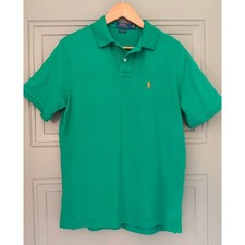 Ralph Lauren Kelly Green Golf 2 Button Classic Polo Shirt Large Orange Horse