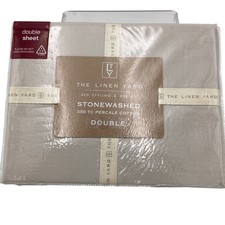 THE LINEN YARD Stonewashed Double Fitted Sheet 250 TC Percale Cotton TH