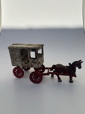 Vintage Horse Drawn Wagon Toy Metal Tin Carriage Rustic Farm Western Decor