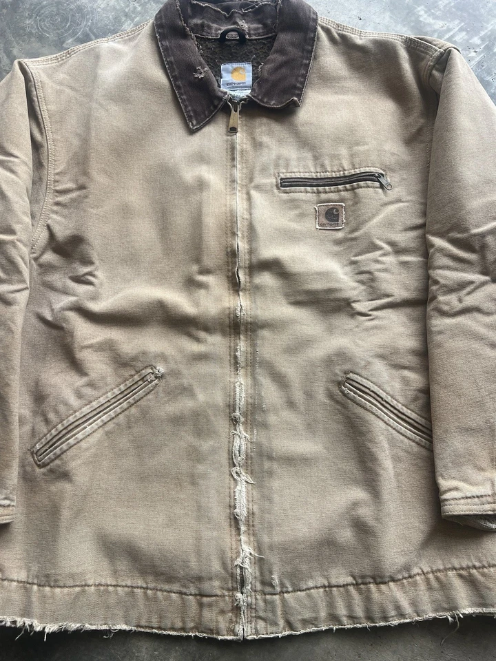 Vintage Carhartt Detroit Jacket J97 CML Mens XXL Flannel Lined Workwear Canvas - Image 3 of 4