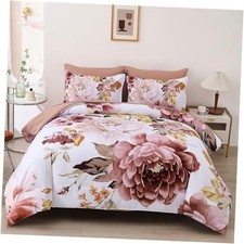Comforter Set Queen Size 7 Pieces Floral Bed in a Bag Queen 90 90 Blush