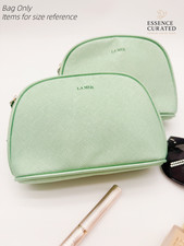 2 x La Mer Light Green Cosmetic Bag Zip Top Pouch Set NWOT