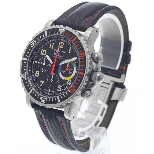 Zenith — Zenith El Primero Rainbow Flyback 01.0480.405 40mm SS Black Dial Watch #C11885