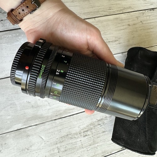 OBIETTIVO CANON FD 200 MM 1:4 VINTAGE USATO OBIETTIVO NERO CON TAPPO E CUSTODIA - Foto 6 di 14