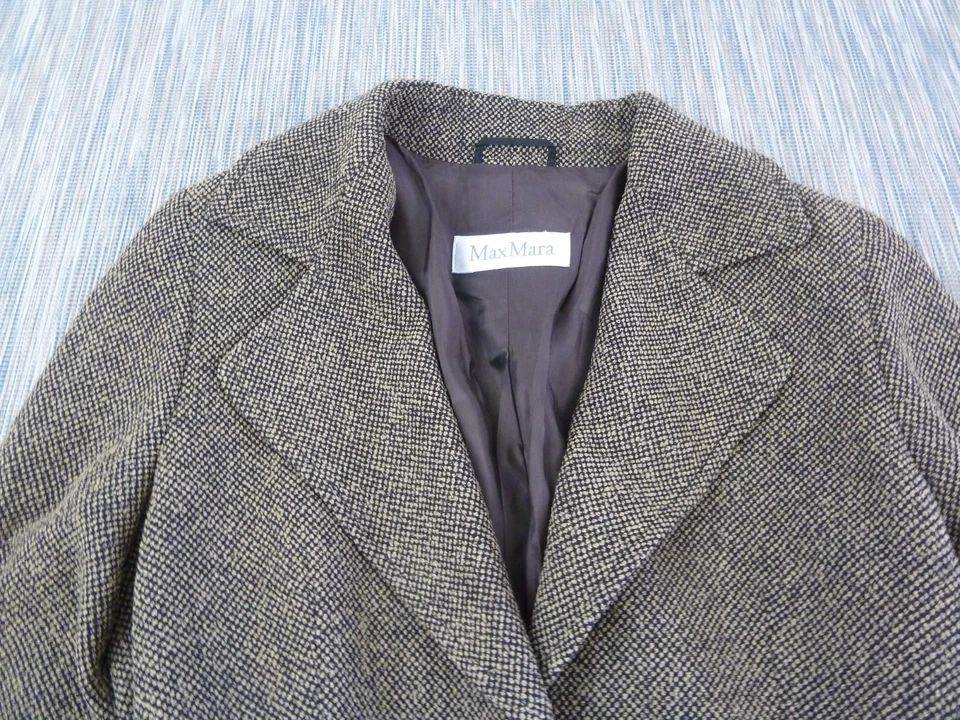 MaxMara Women’s Blazer Jacket UK 14 Wool Blend Brown Belted Italian Tailored - Image 2 of 4