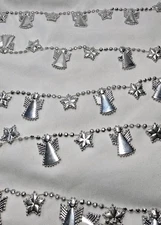 7 Vintage Santa’s Factory Silver Celestial Star Angel Garland 9 Ft Each