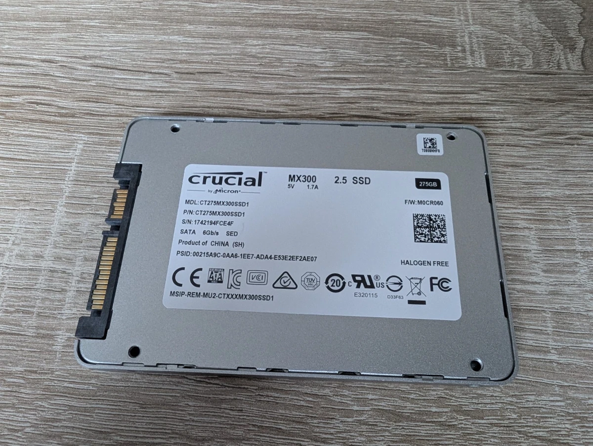 SSD SATA 275GB 2.5" - Crucial MX300 - SATA-III 6Gb/s Sin 250GB 500GB