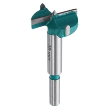 Forstner Drill Bit 1-3/8" (35mm) Carbide Wood Hinge Hole Opener Round Shank