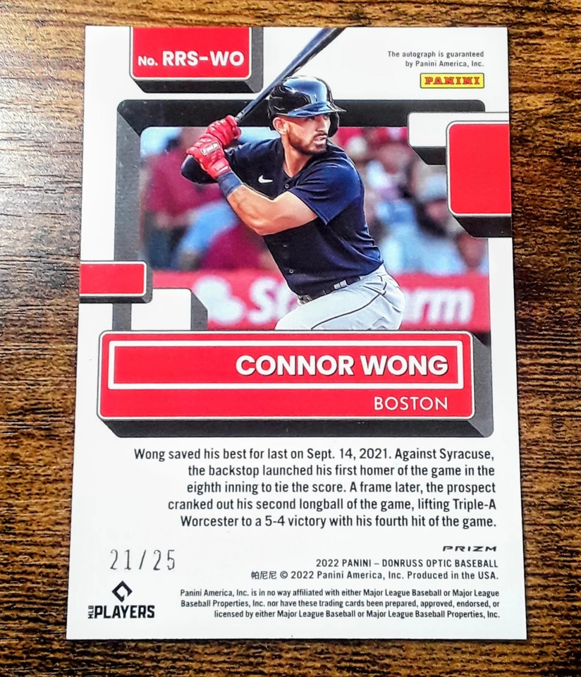 Connor Wong- FOTL 2022 Donruss Optic Red Cracked Ice Prizm Auto /25 #RRS-WO - Image 2 of 2
