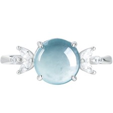 Blue Myanmar Jadeite Rings 925 Silver Gifts for Women Natural Burmese Jade