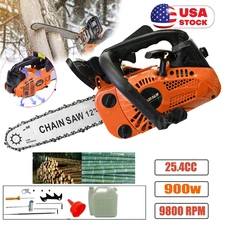 2500 12" Gas Chainsaw 25.4cc 1.2HP 2-Stoke Engine Top Handle Climbing Saw Cut US