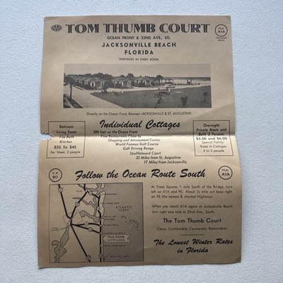 Tom Thumb Court Jacksonville Beach, Florida Hotel Vacation Flyer