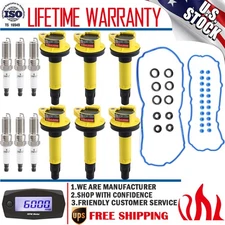 6 Pack Ignition Coil & Spark Plug & Valve Gasket For Ford F150 Taurus Edge UF553