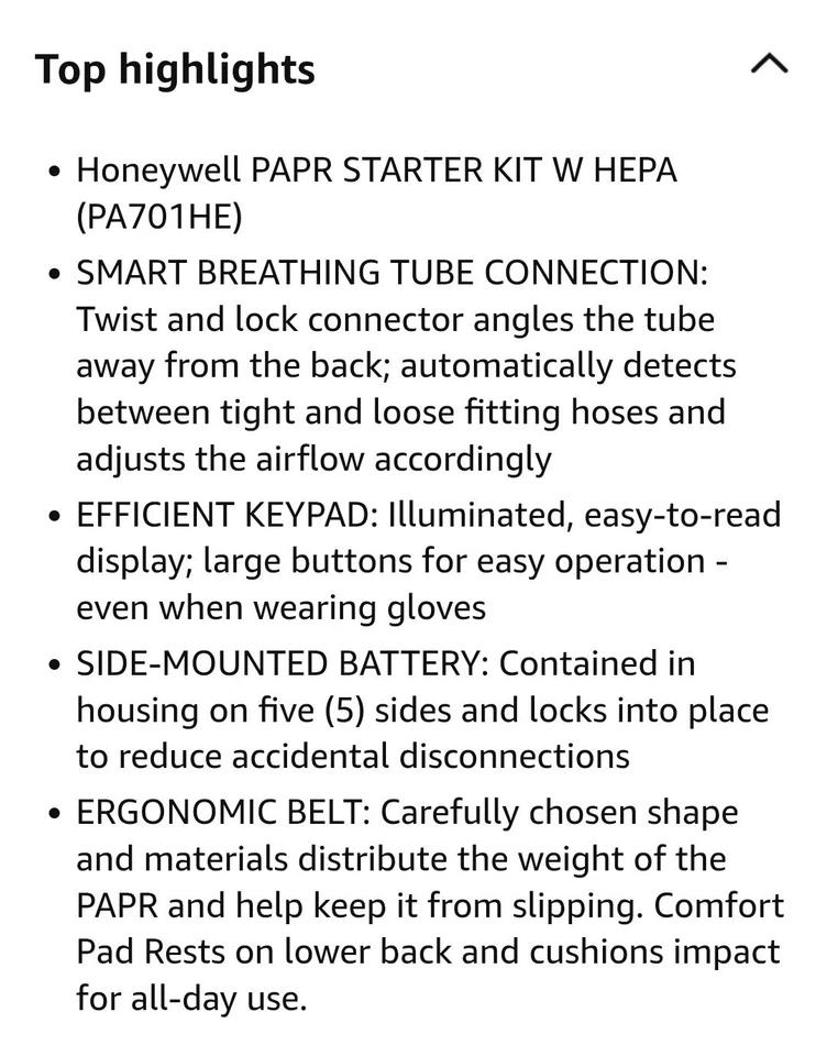 Honeywell North Primair PA700 PAPR Kit PA701HED-101-TF Air-Purifying Respirator - Image 3 of 4