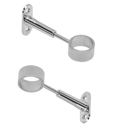 4 Wardrobe Rail Centre Support Bracket Hanging Fittings Chrome Round 25mm - Picture 8 of 9