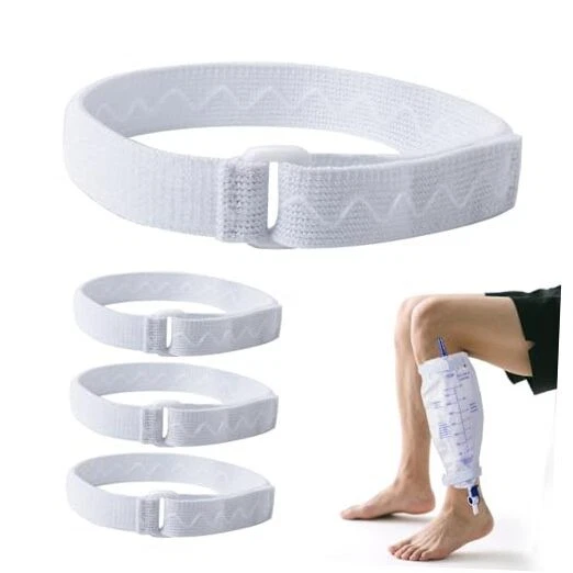 Anti-Slip Catheter Leg Bag Strap, 16 in / 40 cm | Silicone Short Pure-white