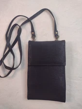 WILSONS LEATHER Crossbody Purse Wallet Phone Checkbook Travel Organizer Black