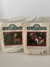 Vintage 1986 Traditions Felt Ornaments Kits Reindeer Tree Bears