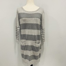 RAG & BONE M Grey Knit Cashmere Blend Mini Sweater Dress Striped Pullover City