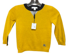Burberry Children Mustard Yellow /Black Knit Crew Neck Long Sleeve Sweater 4 Yrs