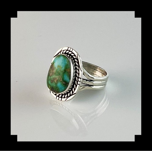 Handcrafted Sterling and Sonoran Gold Turquoise Ring Size 8 - Picture 2 of 6