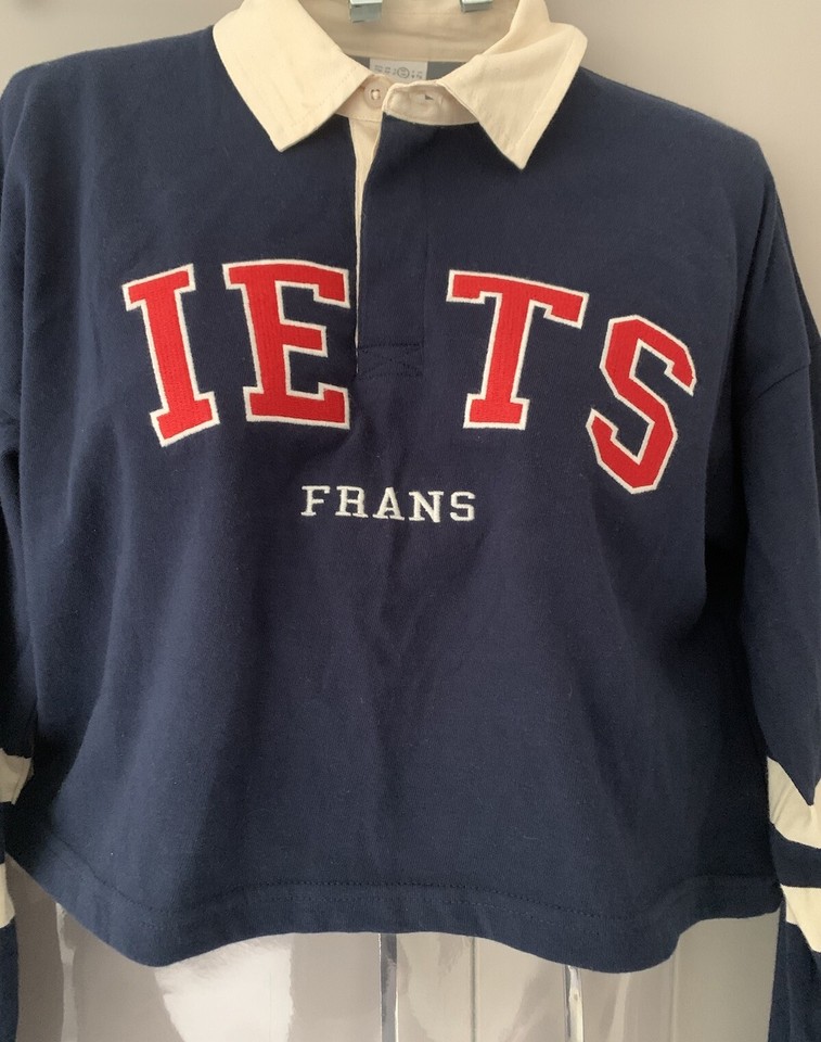 iets frans Cropped Long Sleeve Polo Shirt Top Urban Outfitters Size M