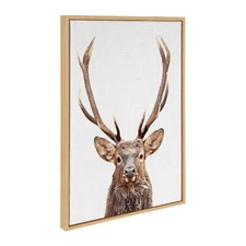 Kate and Laurel Sylvie The Red Deer Color Framed Canvas Wall Art by Simon Te ...