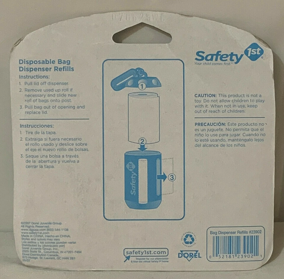 Rollos de recarga dispensador de bolsa de pañales desechables Safety 1st (3pk) Foto 2 de 2