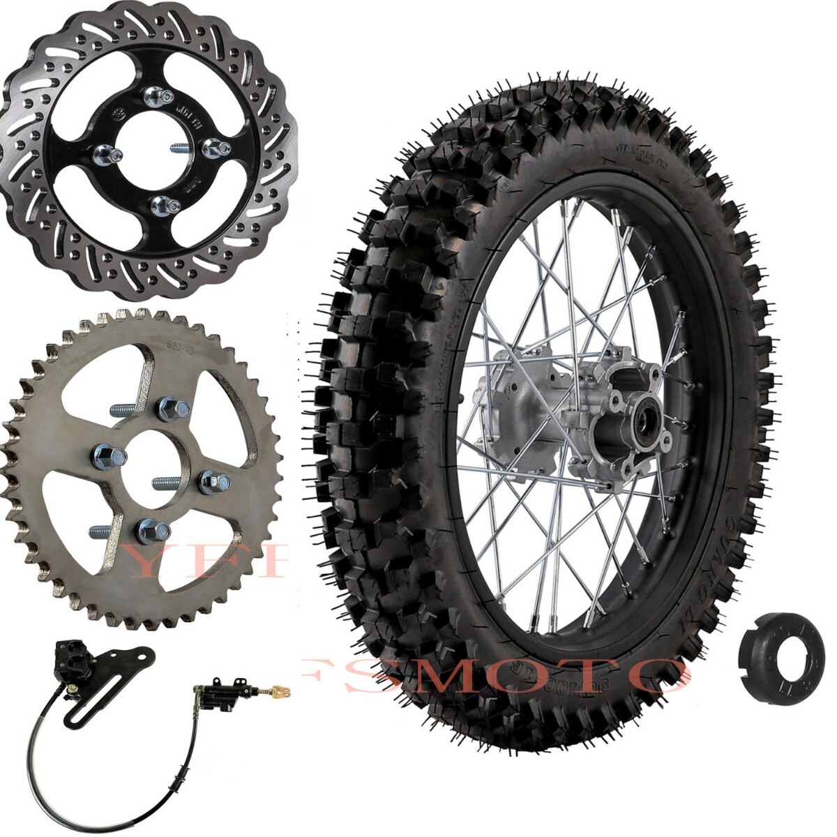 TTR125 リアホイール　スプロケット　ドラムブレーキセット 90/100-16 Rear Wheel Rim Tire Disc Rotor Sprocket Brake Kit for