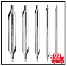 5Pc Long Center Drill Bit Set, M2 HSS 60-Degree Angle 4'' Overall Length Center