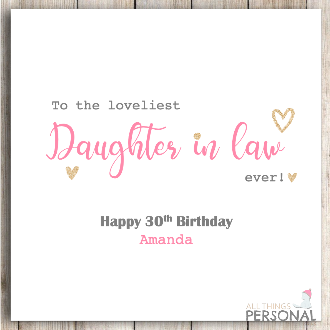 Personalised Daughter in law Birthday Card 21st 30th 40th 50th 19th 20th 25th