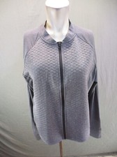 Columbia Size L Womens Gray Full Zip Baseball Collar Pocket Athletic Jacket 877