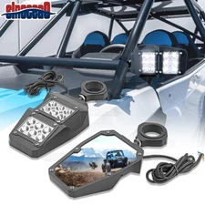 1.75"-2" Roll Cage Bar Side Rear View Mirror w/LED Lights For Can-Am Maverick X3